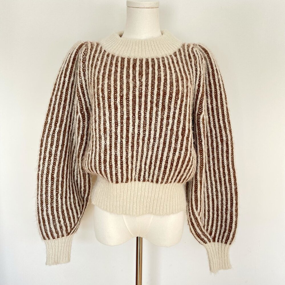Balloon Puff Sleeve Striped Knit Boho Poetcore Piratecore Coquette Academia  L